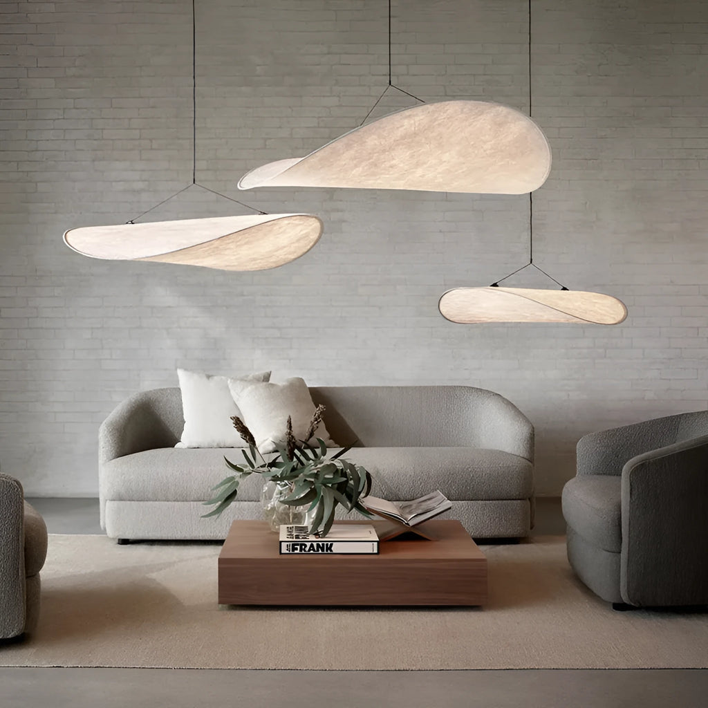 Art Silk fabric chandelier ceiling light in Silent Wind style with multiple diameter options