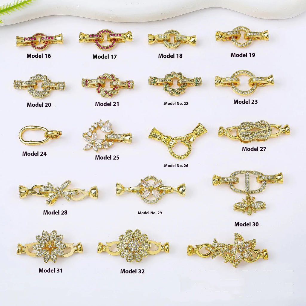 Small gold plated jewellery buckle clasp for pearl necklaces in gold, rose gold and silver colours