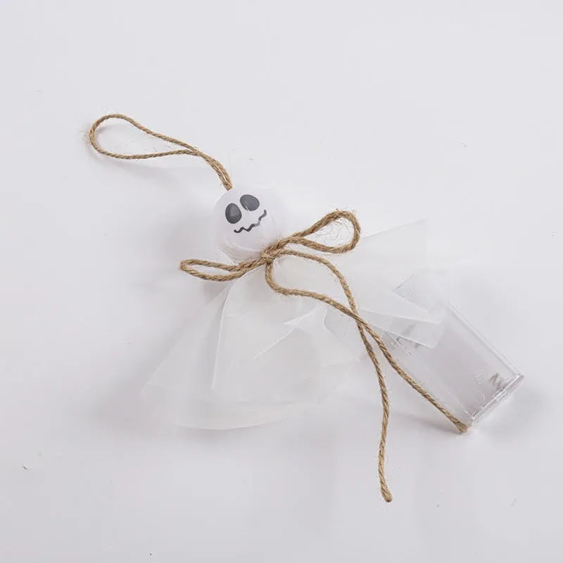 Halloween LED lighting chain with battery box and colourful ghost-shaped PVC lights