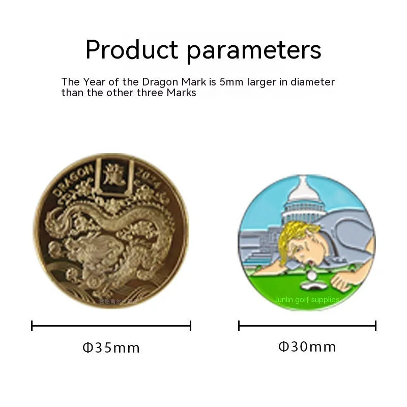 Zinc alloy hat clip for golf caps with personalised Dragon Year pattern design