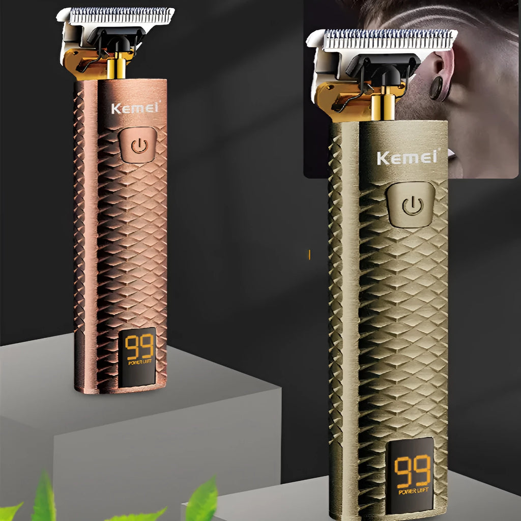 Diamond mesh engraving body LC digital display high power oil head trim hair clipper in bronze finish