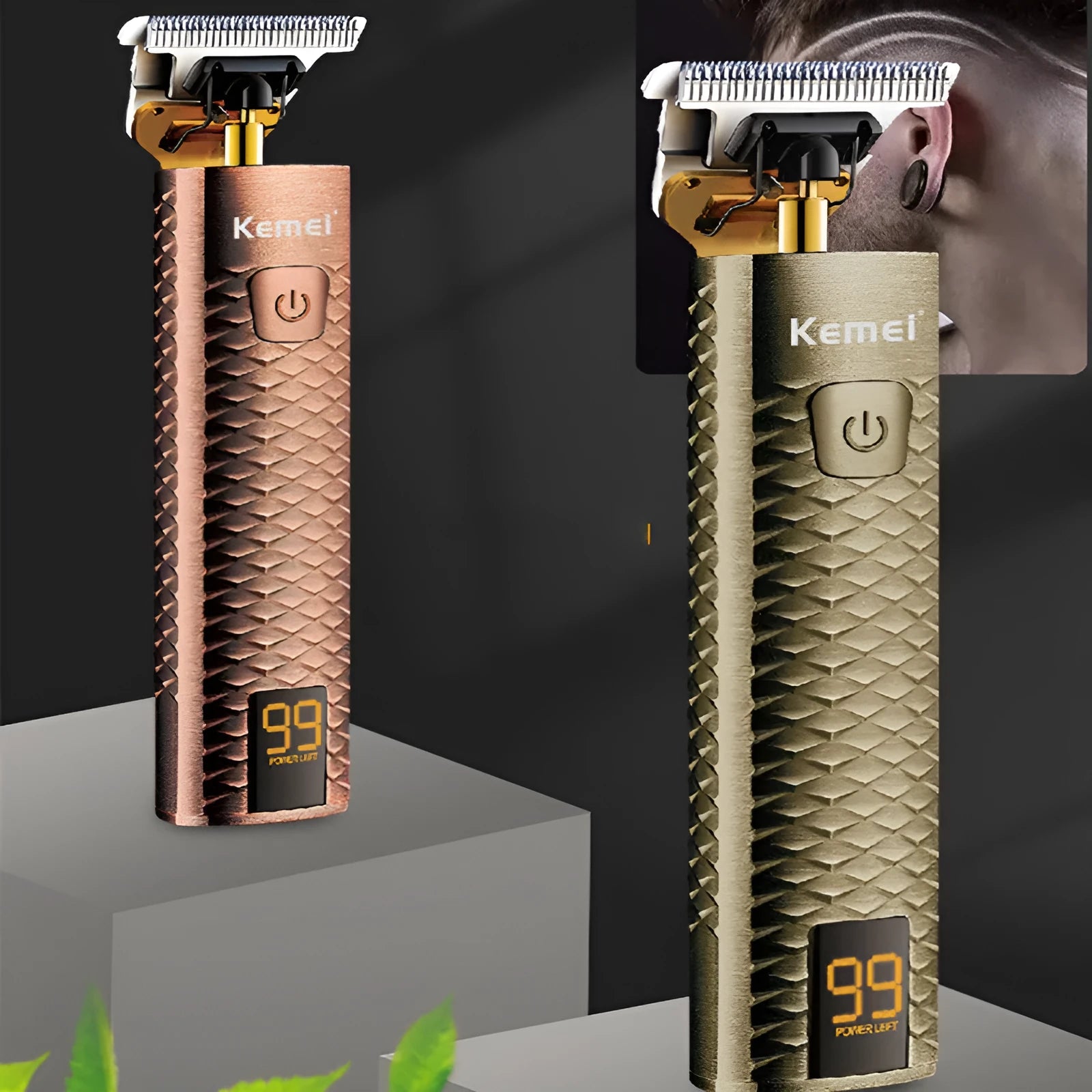 Diamond mesh engraving body LC digital display high power oil head trim hair clipper in bronze finish