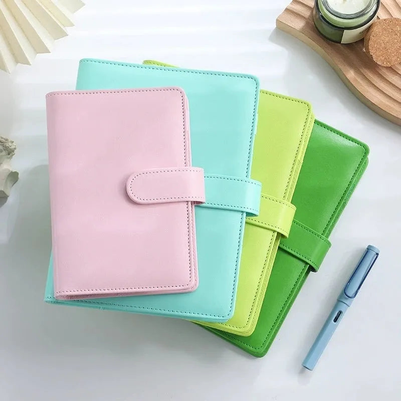 A5 PU leather loose-leaf binder zipper bag notebook shell in solid colour options
