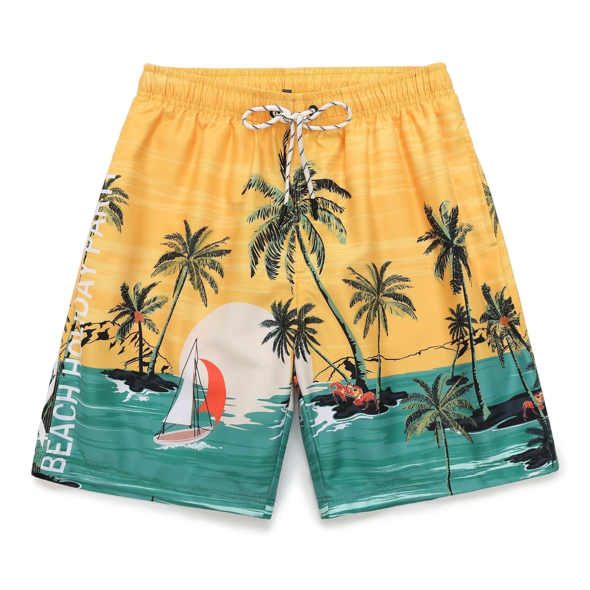 Coconut pattern polyester beach shorts for men and women in picture colour STK220201