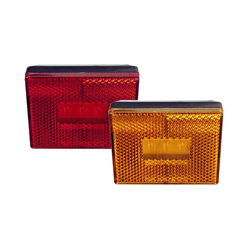 LED trailer side light with transparent cover in red or yellow with 19cm wiring