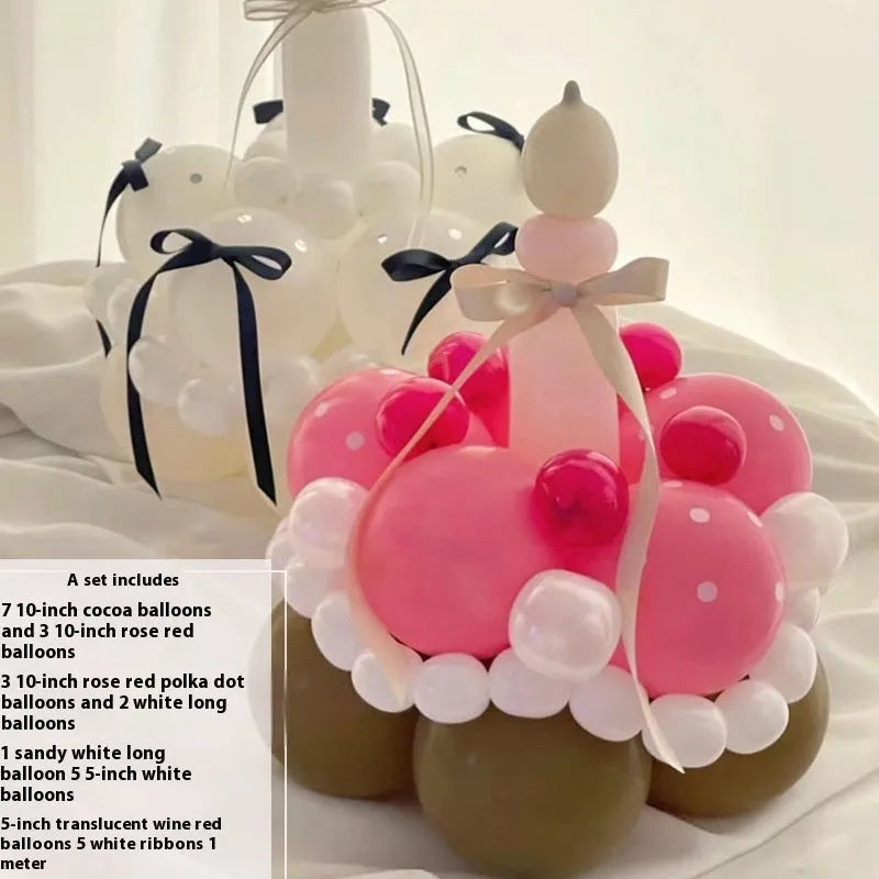 Balloon bouquet DIY kit for cake decoration showing round balloon arrangement materials