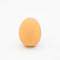 White plastic egg-shaped dog toy with textured surface for tooth cleaning and sound features