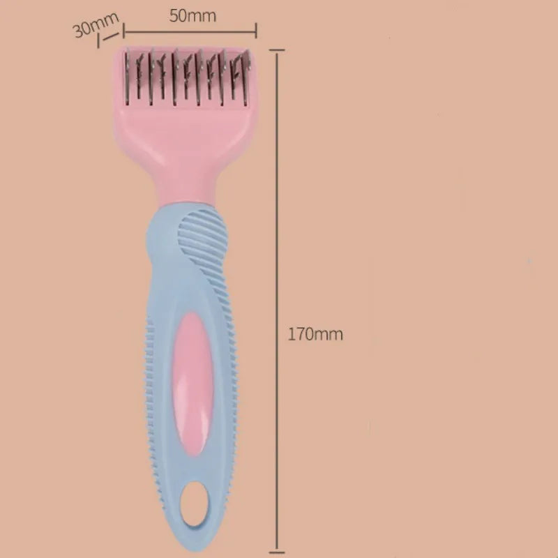 Stainless steel pet grooming comb for dogs and cats in pink or purple colour