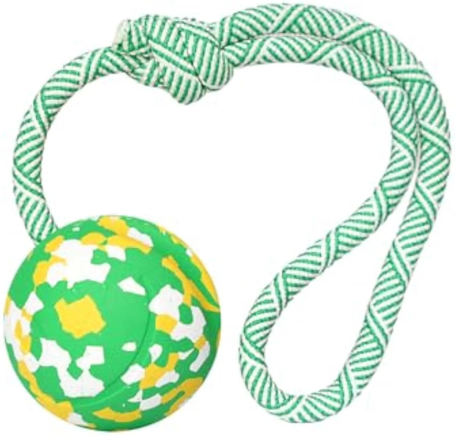 Natural rubber dog ball on nylon rope toy for medium small dogs with 6cm ball diameter