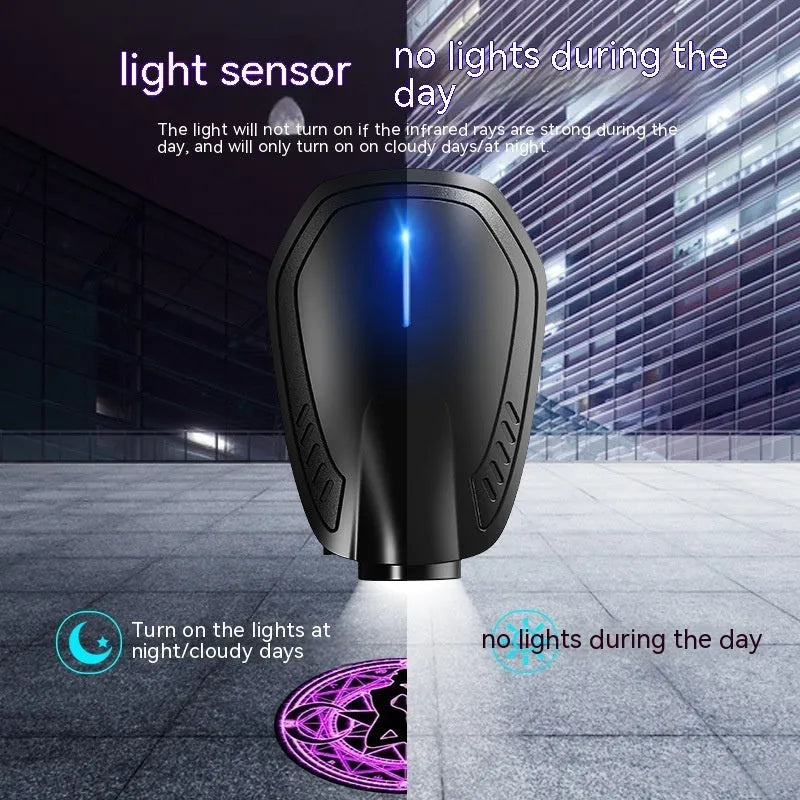 Black ABS plastic car ambient light laser projector for general vehicle fitment.