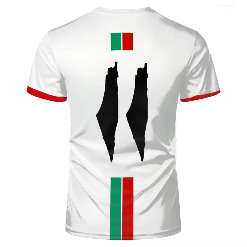3D printed football t-shirt in black spandex fabric with stereoscopic pattern design