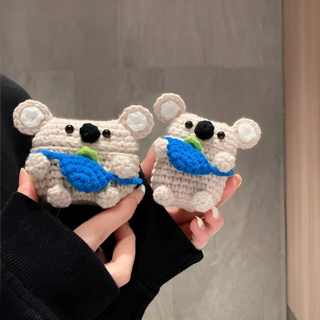 Handmade knitted koala bear backpack cover for AirPods charging case