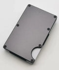 Aluminium grey carbon fibre RFID blocking credit card wallet with seven slots.