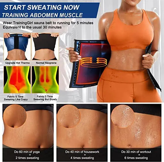 Blue neoprene sports abdominal belt with adjustable waist shaping contraction