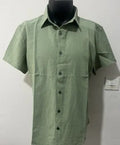 Men's loose fit short sleeve linen shirt in cotton linen blend fabric showing colour options