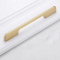 Gold T-shaped single hole cabinet handle with aluminium alloy construction.