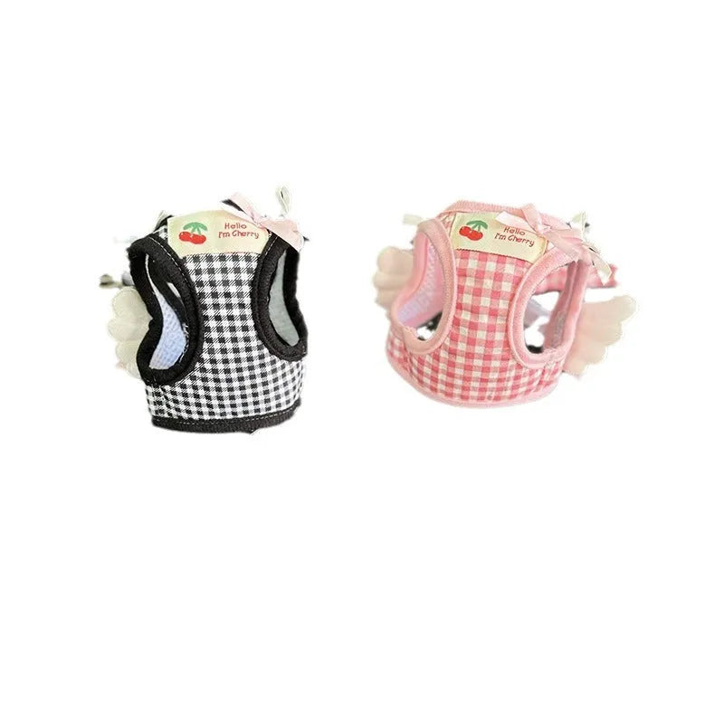 Cotton chest and back hand-holding rope for small dogs in pink or black