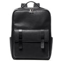 Men's black genuine leather computer backpack with 36-55L capacity for business travel