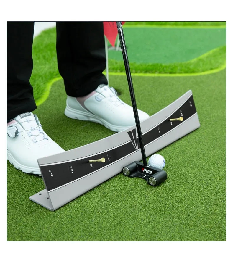 Golf putter trajectory balance simulator with adjustable push rod balancer for stroke practice
