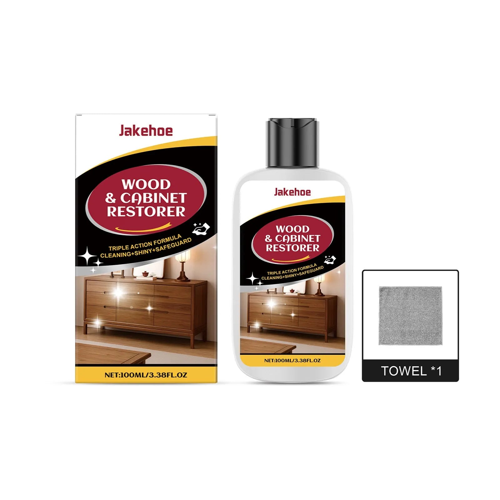 100ml wooden furniture scratch care bottle with 20x20cm application towel