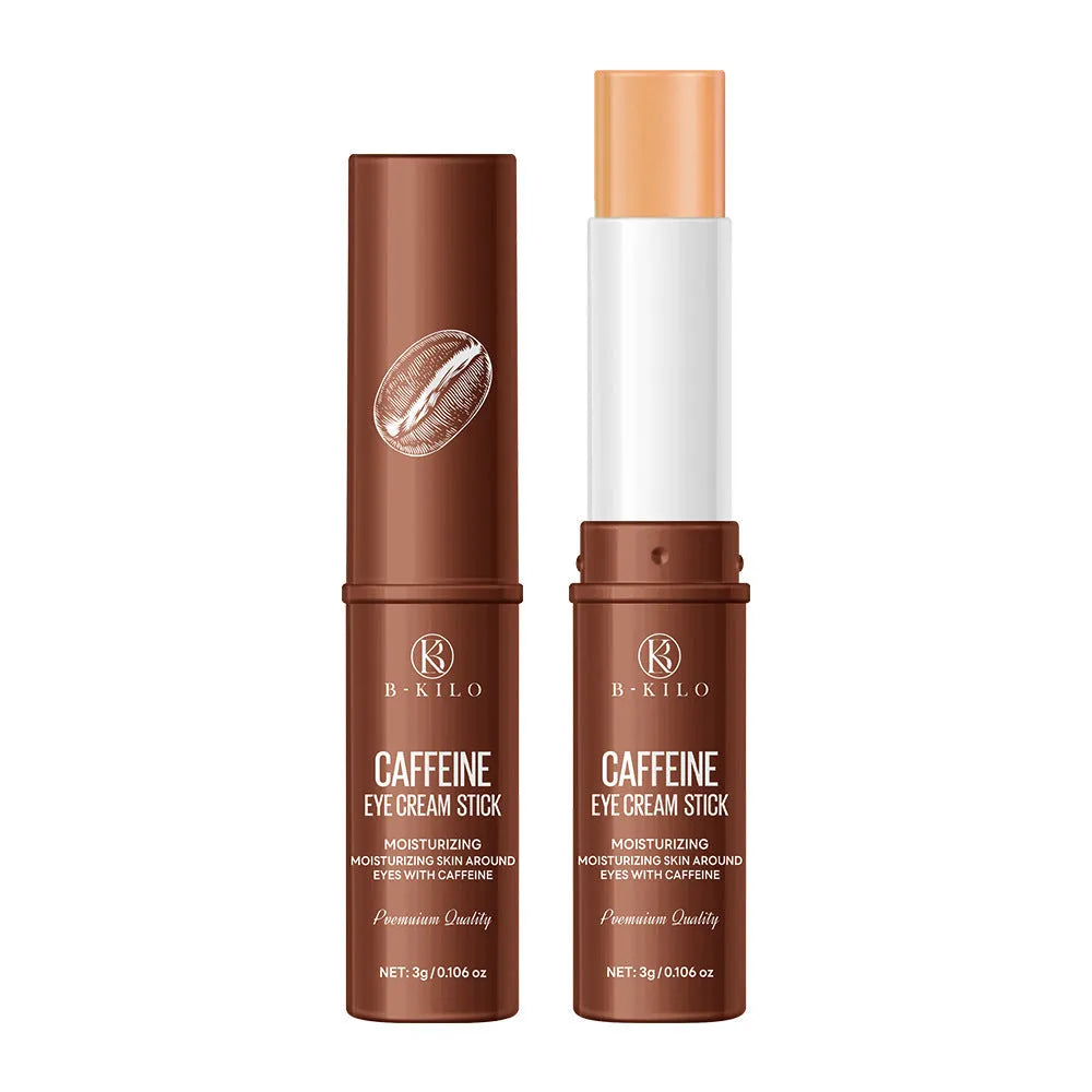 Caffeine eye cream stick in roll-on applicator for dark circles and fine lines.