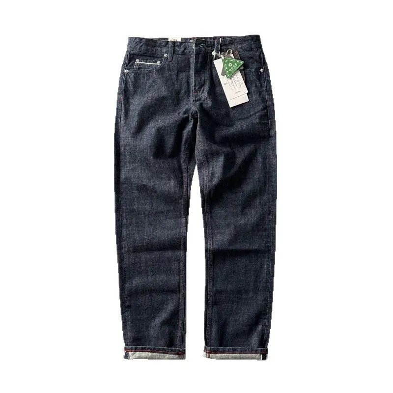 Men's primary colour straight leg denim jeans with a mid waist fit on a neutral background.