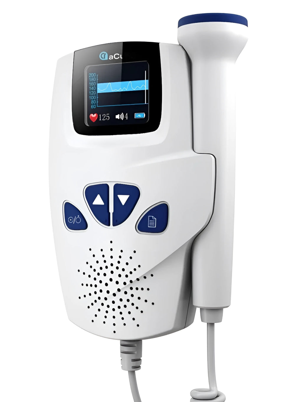 Digital waveform dual display fetal doppler heart rate monitor with TFT screen and probe
