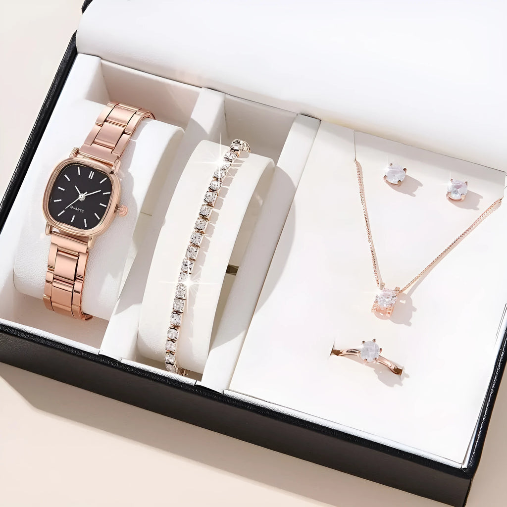 Women's alloy square Roman quartz watch, 10mm thin, silver case with white screen and Roman numerals