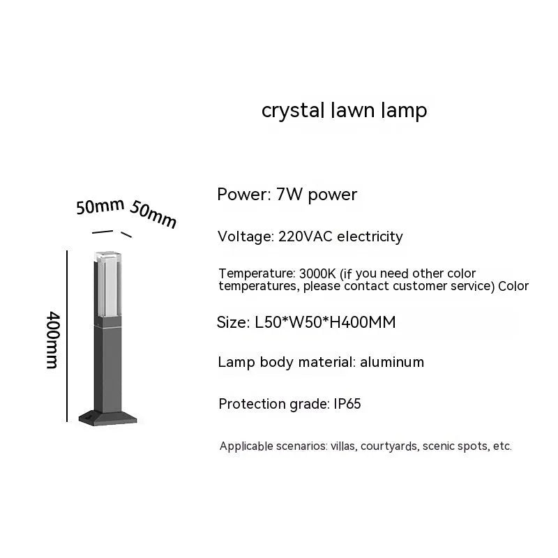 Aluminium outdoor lawn lamp LED landscape light wiring powered for garden pathway