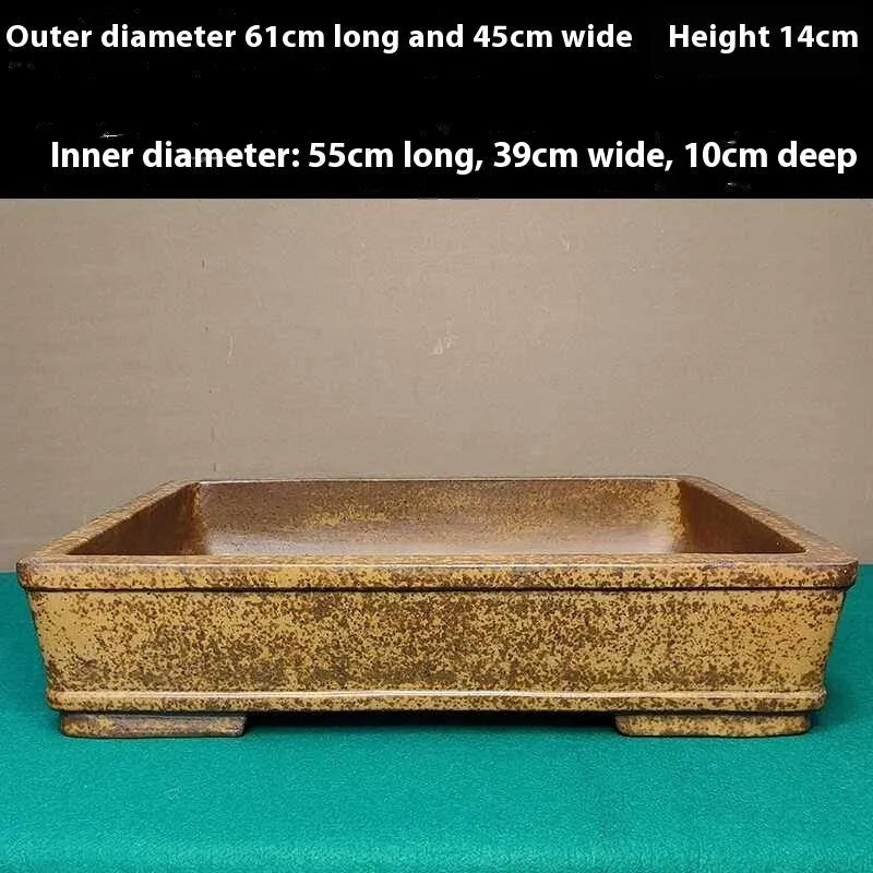 Yixing zisha clay shallow rectangular flowerpot for plants