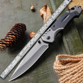 Alloy folding knife with 60-degree blade tip angle showing plain and textured handle options