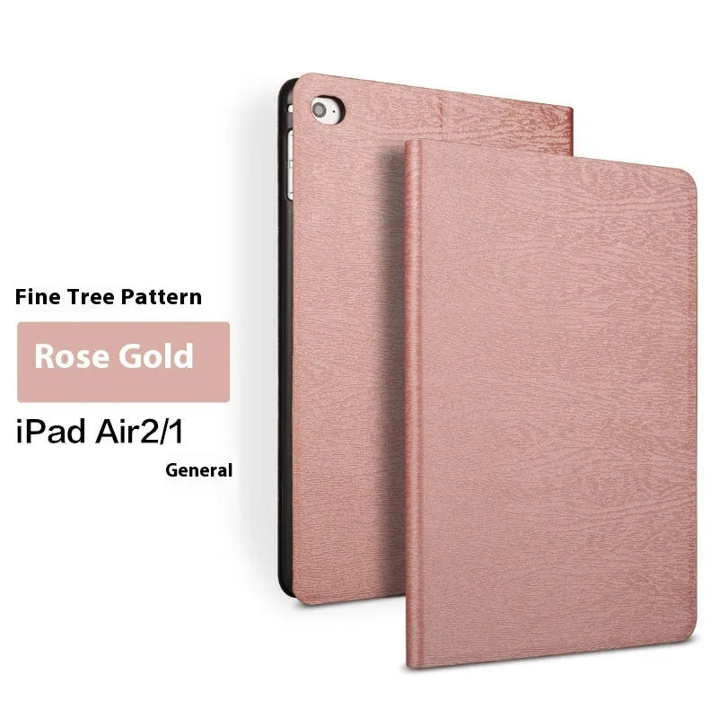 Universal Apple iPad protective cover in imitation leather with sleep bracket function, shown in sapphire blue colour