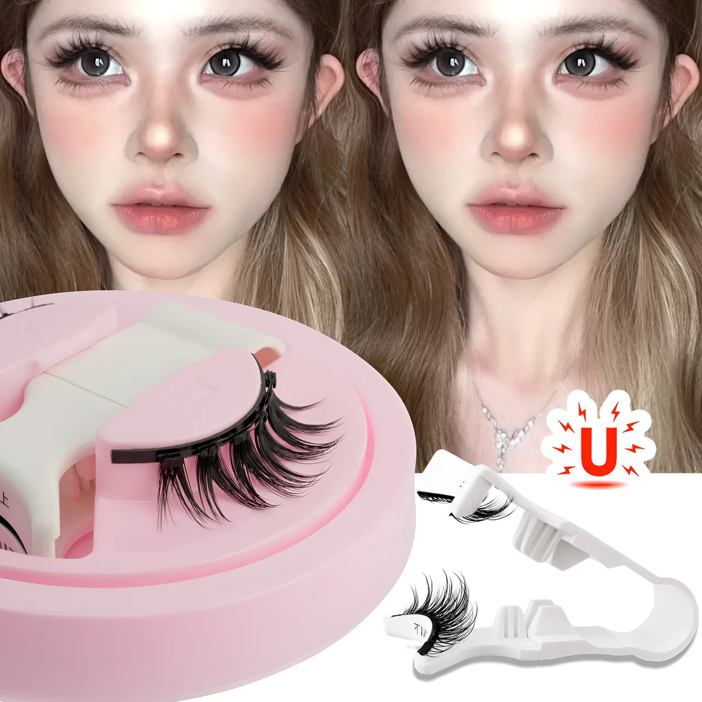 Reusable waterproof false eyelashes with thick artificial fibre construction and natural styling