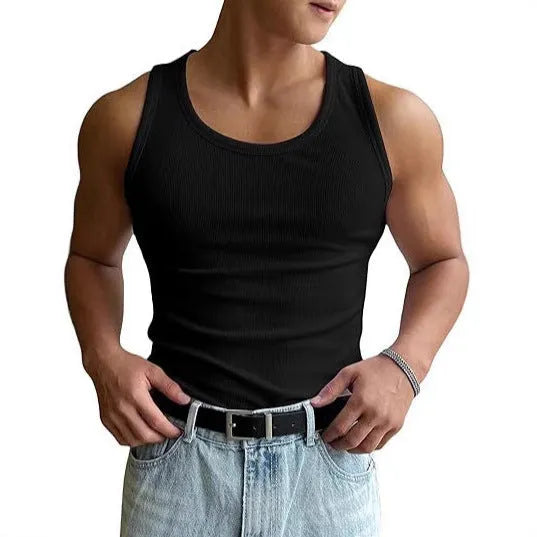 Men's tight-fitting round neck workout t-shirt in polyester for summer sports training