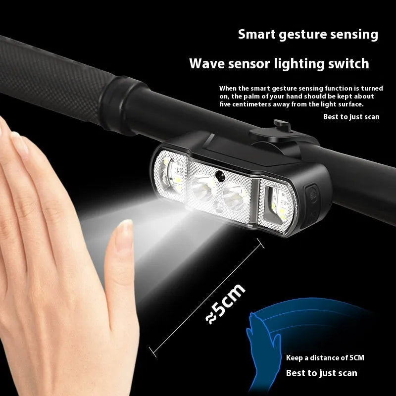 Black ABS bicycle headlight with XPG-LED lamp bead and rechargeable battery