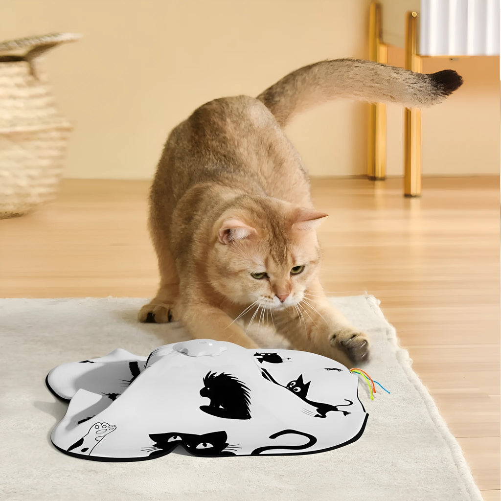 Automatic cat toy with teaser wand and self-hi relief mechanism in pictured colour
