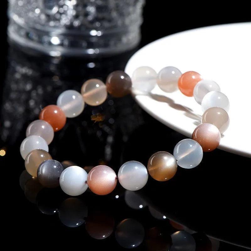 Moonstone colourful moon light bracelet with 8mm single circle diameter