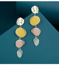 Sterling silver alloy Morandi oil drip wafer earrings with vintage disc design