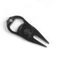 Zinc alloy golf ball yoke bottle opener tool in black, green, or silver with 88 x 35mm dimensions