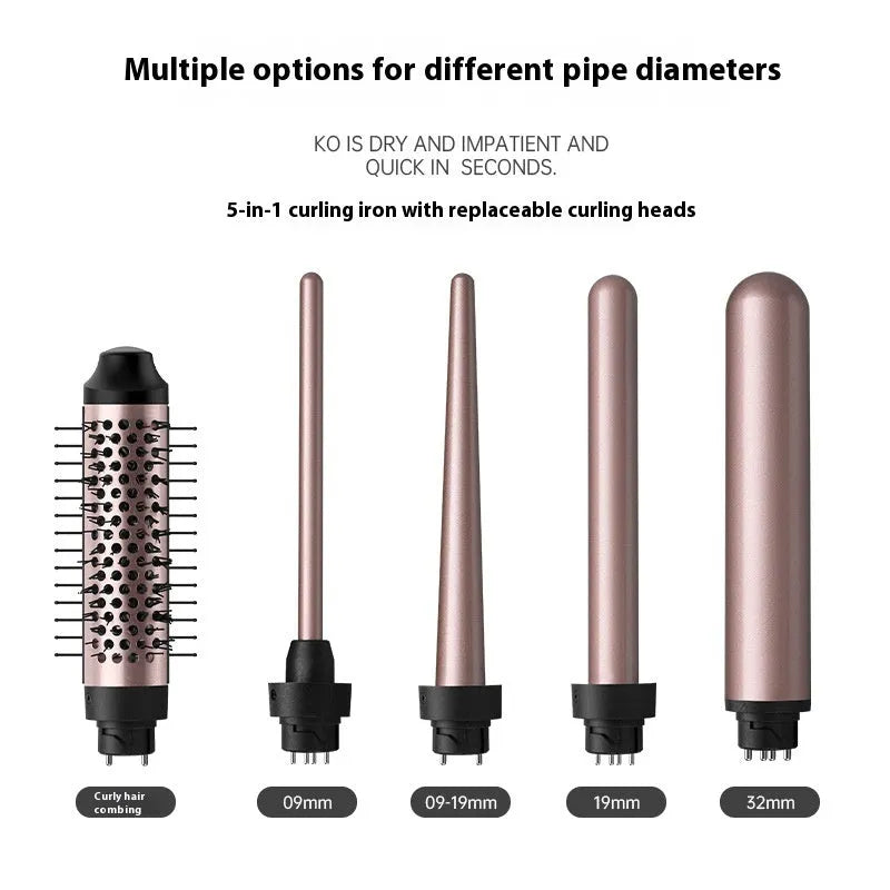 Automatic large wave hair curler in rose gold or black with digital temperature display