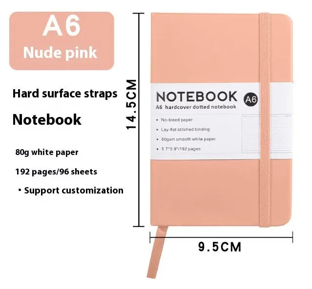 A5 soft skin-feel PU leather diary with strap closure and horizontal ruled pages in multiple colour options