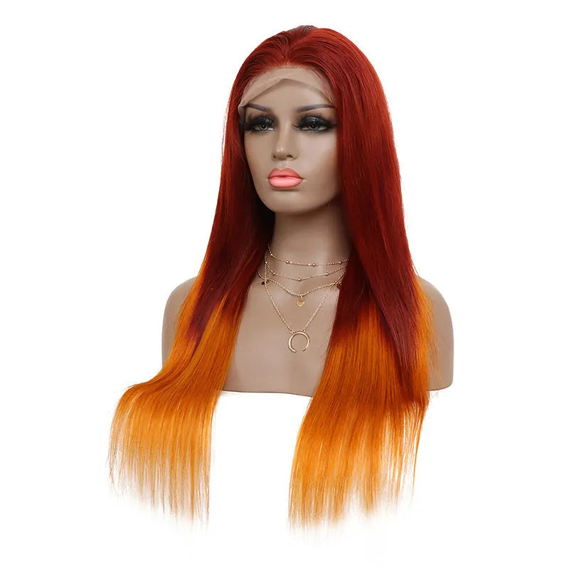 13x4 front lace real hair wig in straight style transparent lace for ladies medium long hair multiple sizes