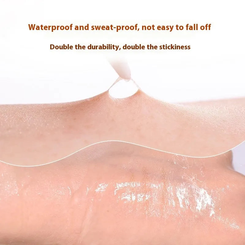Clear double eyelid stickers on a roll, showing the invisible lace material in Crescent and Olive shapes.