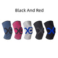 A pair of silicone knee pads for sports, shown in a two-tone colour option like black and blue.