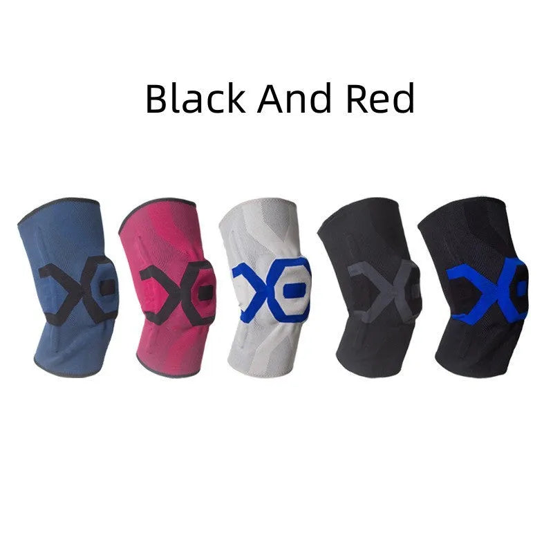 A pair of silicone knee pads for sports, shown in a two-tone colour option like black and blue.