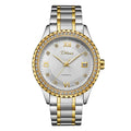 Fashionmonger gold and silver automatic mechanical watch with luminous hands on a black or white dial.