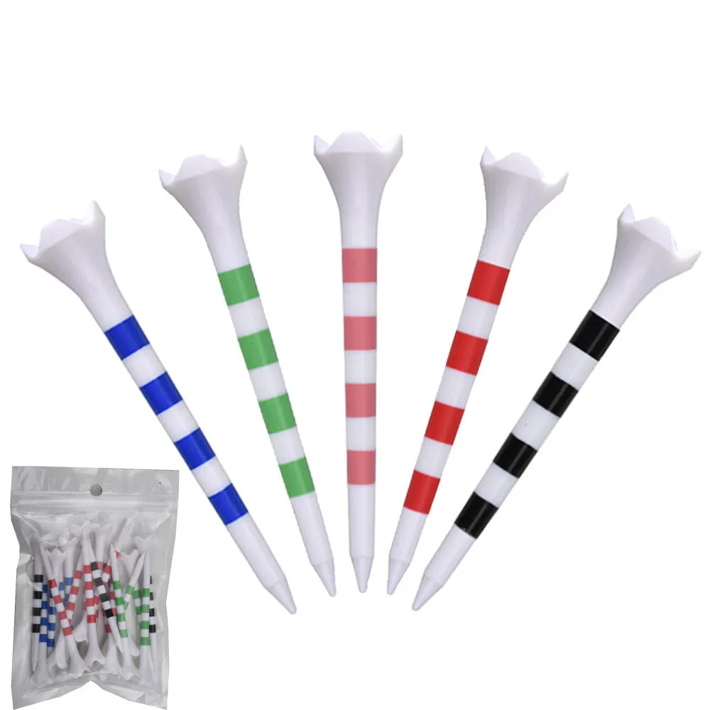 Plastic golf tee with spike stripe print in 70mm or 83mm size for golf practice