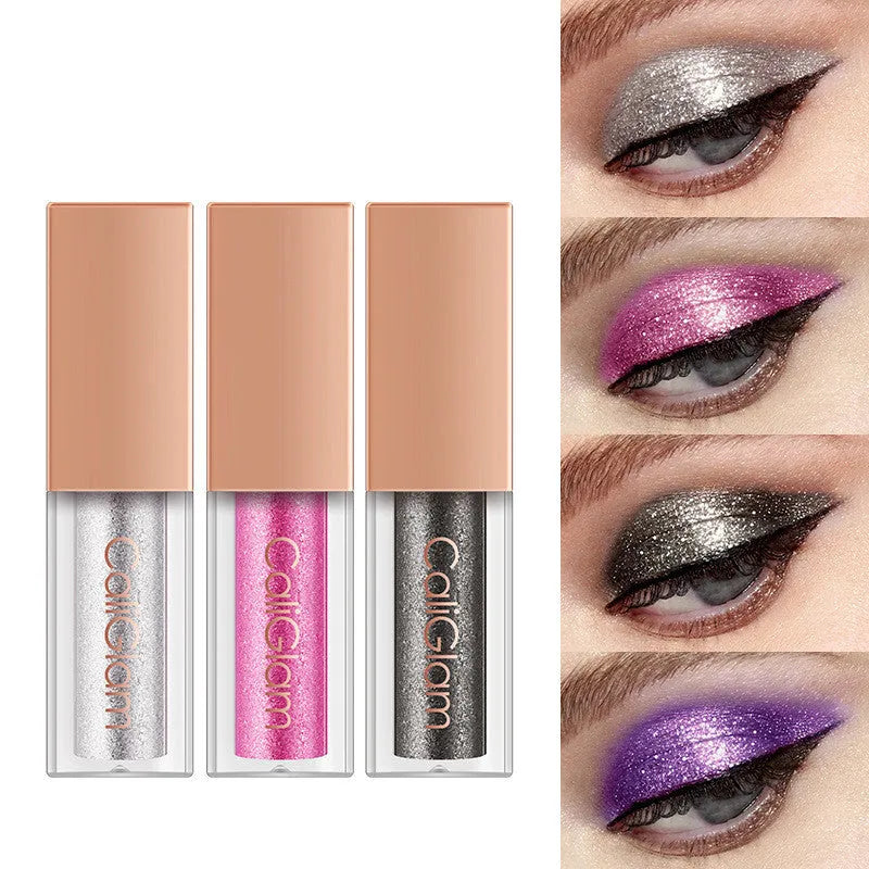 Multicolor pearl glitter liquid eyeshadow set with eight colours in black palette C005
