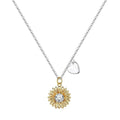 Sunflower necklace with 925 silver geometric pendant on adjustable cross chain