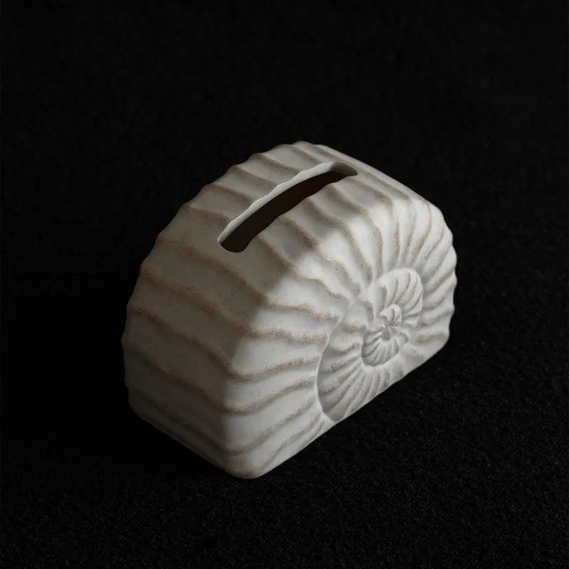 Resin tissue box cover with conch shell design in conch ramble colour